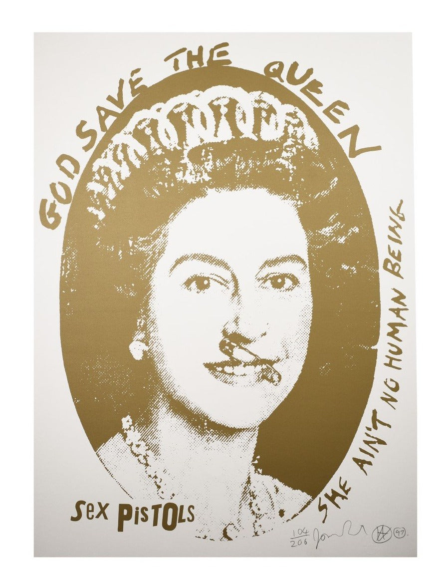 God Save The Queen Postage Stamp (gold & White Colourway) 1997