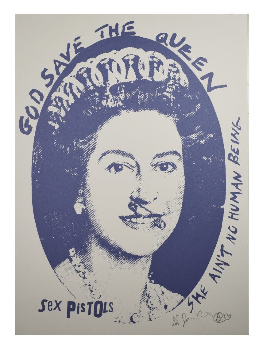 God Save The Queen Postage Stamp (Blue & White) 1997