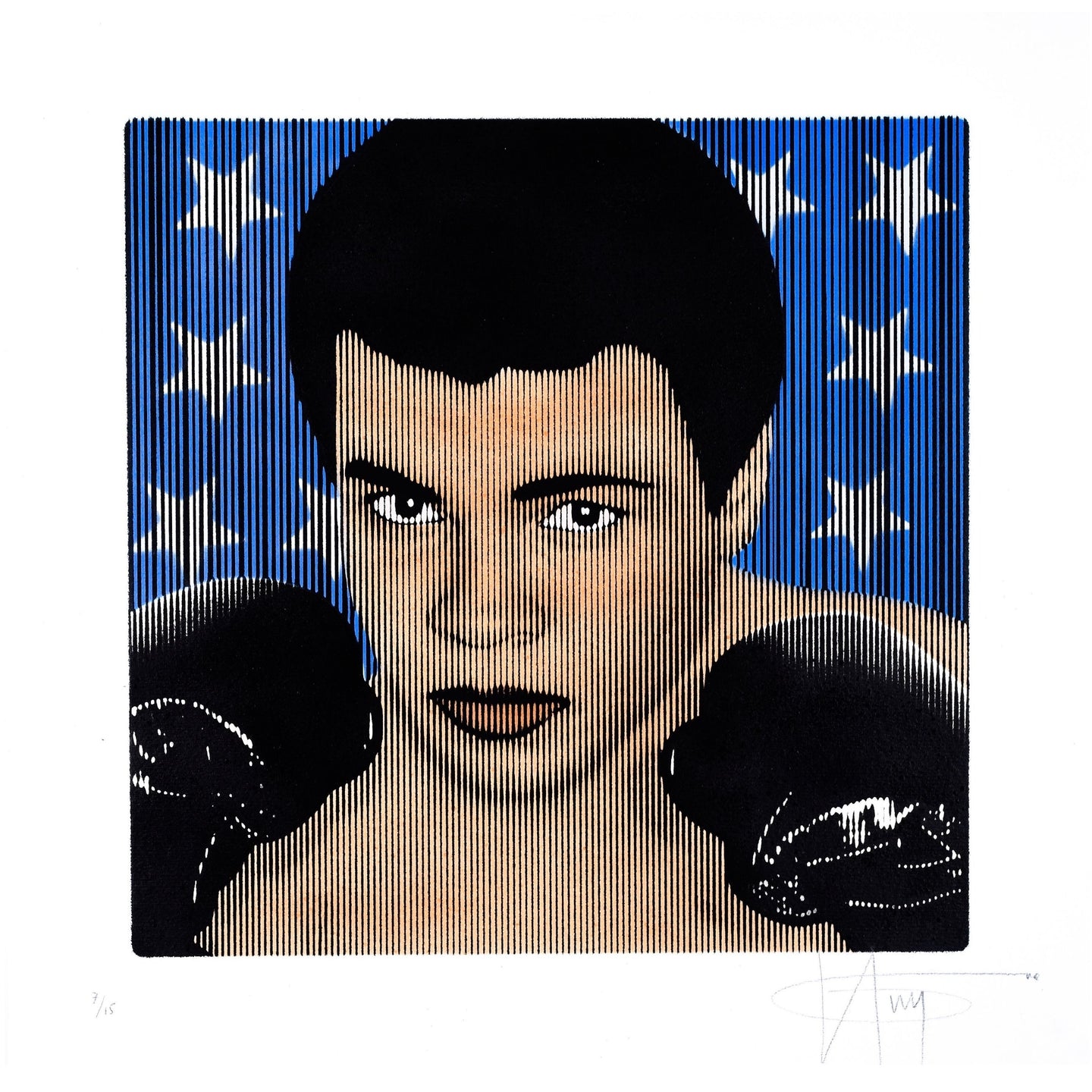 Muhammad Ali Parallel Lines Blue