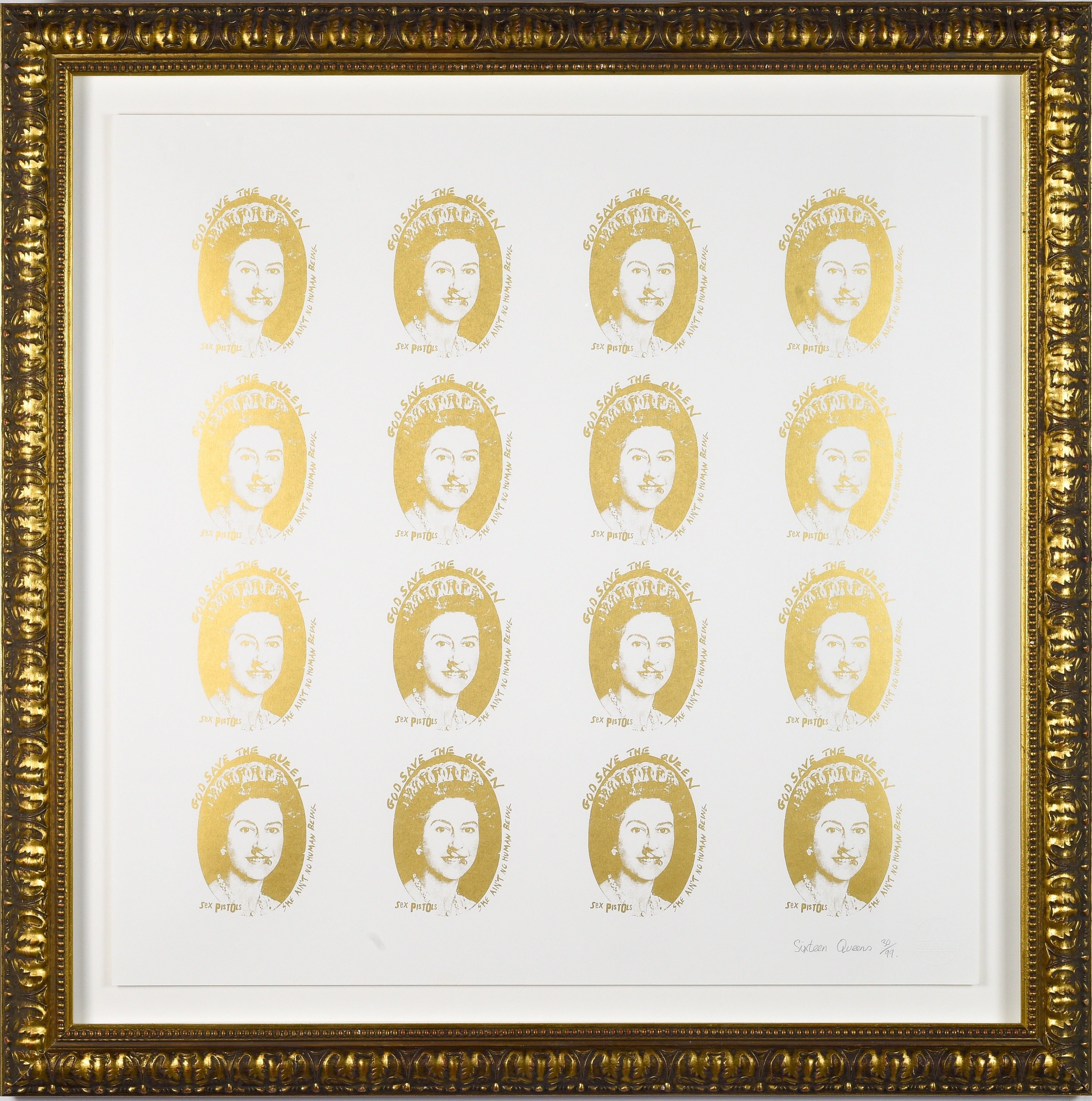 16 Queens – Gold edition Framed - Artificial